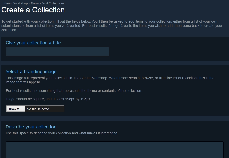steam create collection